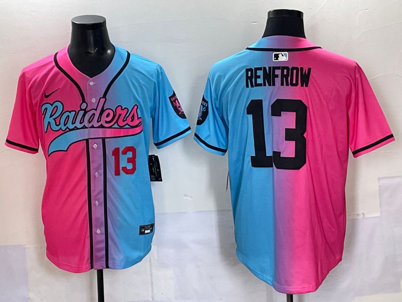 Men 2025 Oakland Raiders 13 Renfrow Blue pink Nike Limited NFL Jersey 003